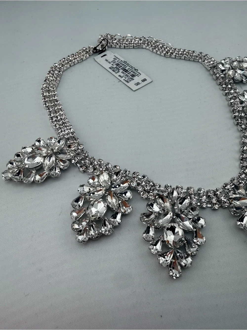 NWT Cezanne Silver Crystal Floral Bib Statement Necklace - Picture 6 of 8